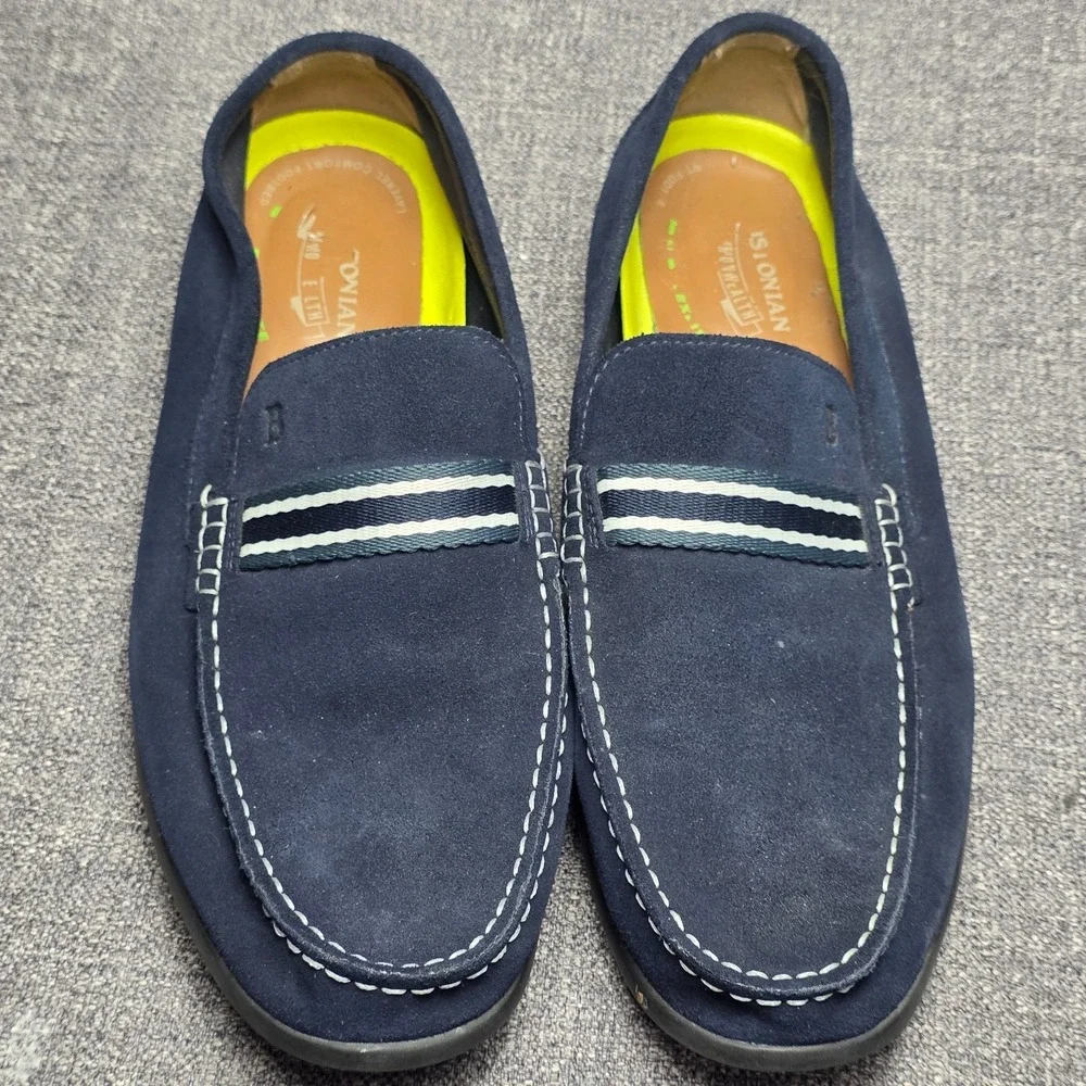 Bostonian Grafton Mens Blue Suede Slip On Moccasins Driving Loafer Shoes Size 11